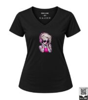 Rock Star DJ Tattooed Woman Women's Red V-Neck T-Shirt - Image 6