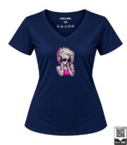 Rock Star DJ Tattooed Woman Women's Red V-Neck T-Shirt - Image 3