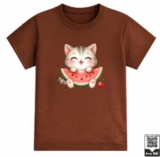 Cat Eating Watermelon T-Shirt - Image 8