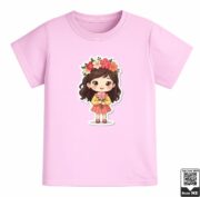 Cute Girl With Flowers T-Shirt - Image 5