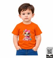 Cute Bow Puppy Kids T-Shirt