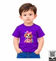 Cute Bow Puppy Kids T-Shirt - Image 2