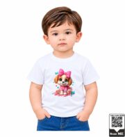 Cute Bow Puppy Kids T-Shirt - Image 5