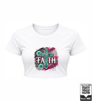 Faith Turquoise Cross Pink Crop Top - Image 5